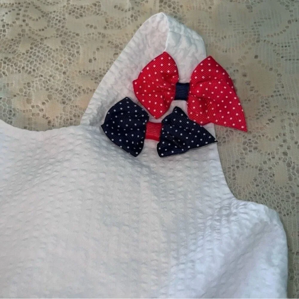 Tahari Sundress Red White Blue Criss Cross Back 4th July Patriotic Summer